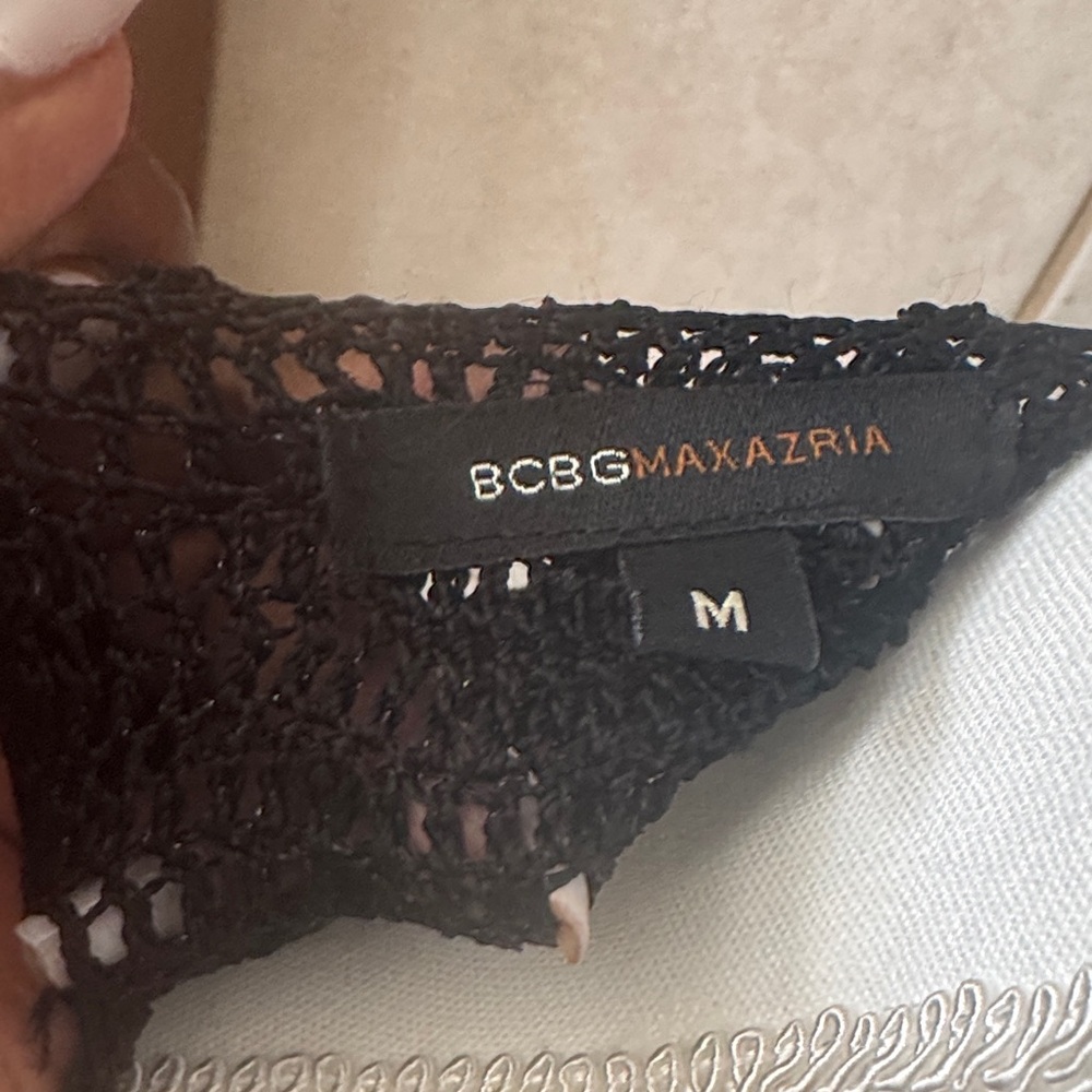 BCBGMaxAzria Black Open Knit Crochet Top - Picture 2 of 2